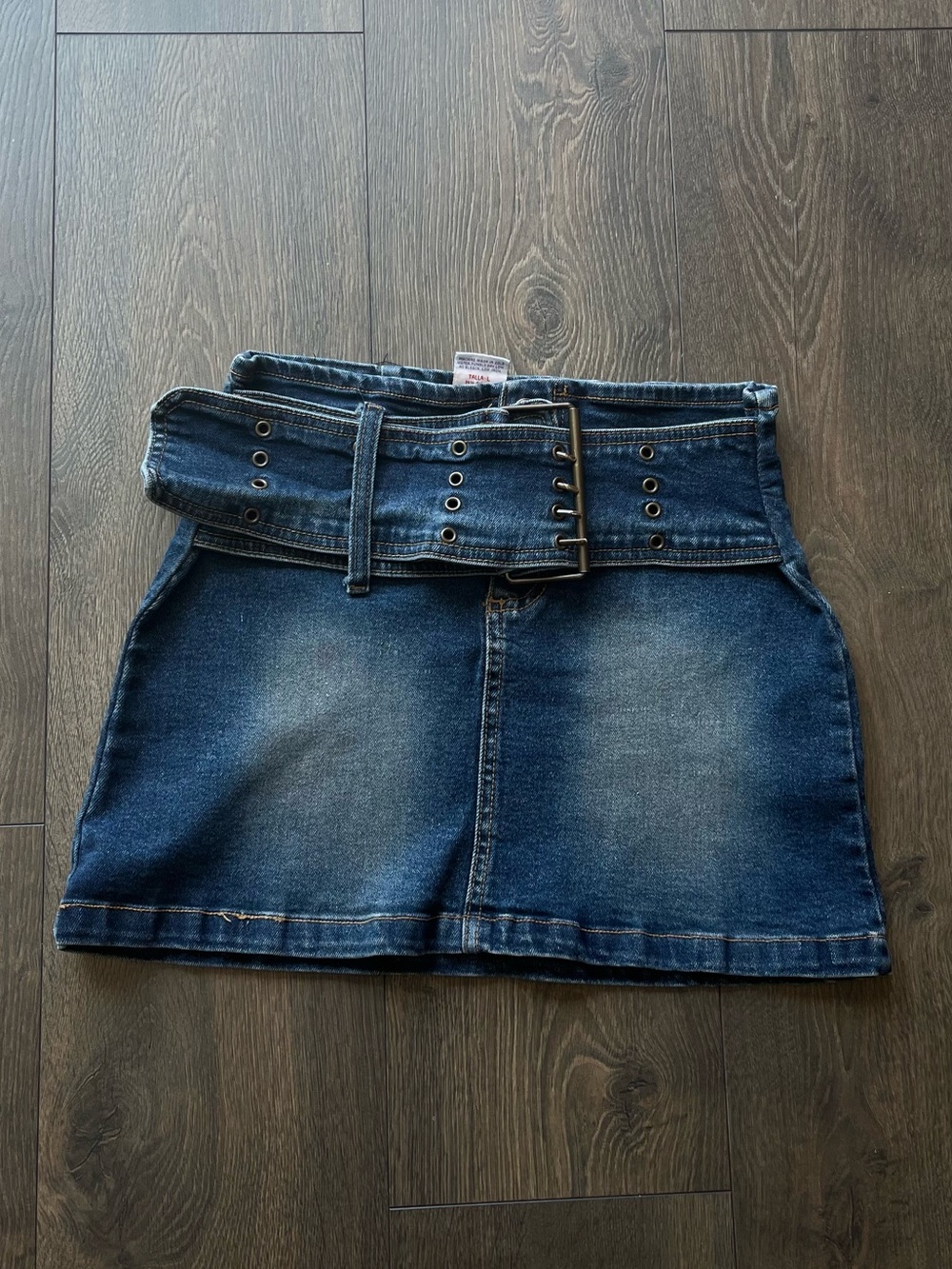 Watch L.A. Belted Denim Mini Skirt